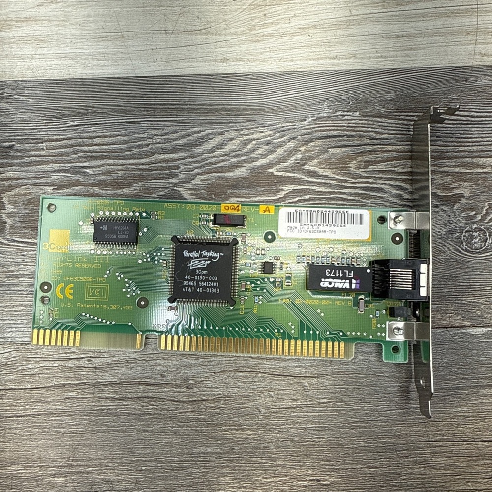 Vintage 3Com EtherLink III 3C509B-TPO 10Mbps ISA Network Card NIC Retro PC Parts